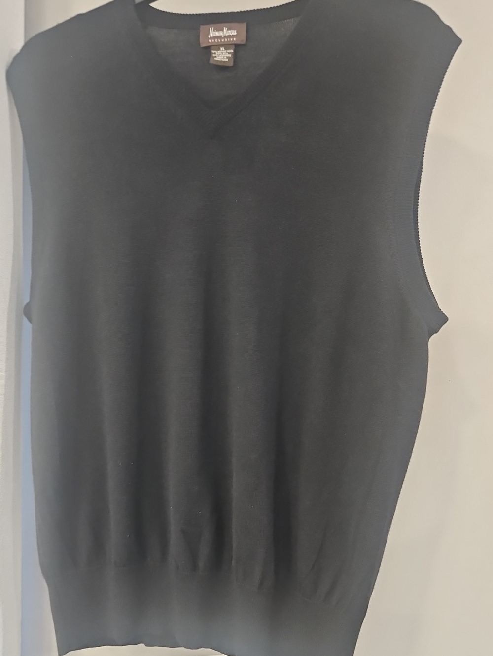 Neiman Marcus Black V-Neck Knit Vest